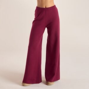 Logo Knitted Pants - Burgundy