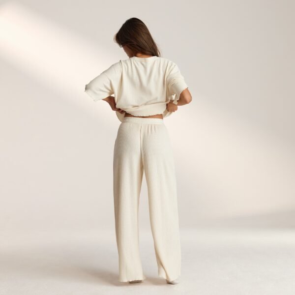 Soft Waffle Pajama Pants - Cream - Image 2