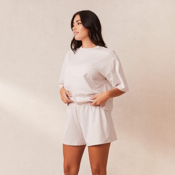 Classic Fleece Oversized Pajama Shorts - Cream - Image 3