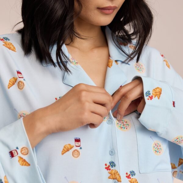 Modal Pajama Shirt - Blue - Image 4