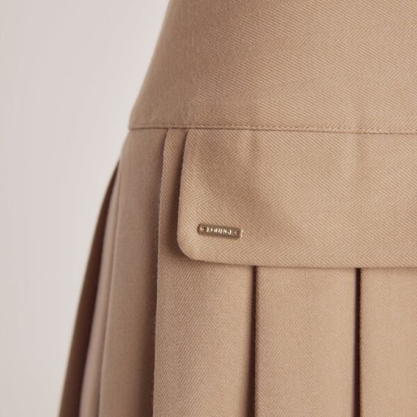 Box Pleat Mini Skirt - Camel - Image 4