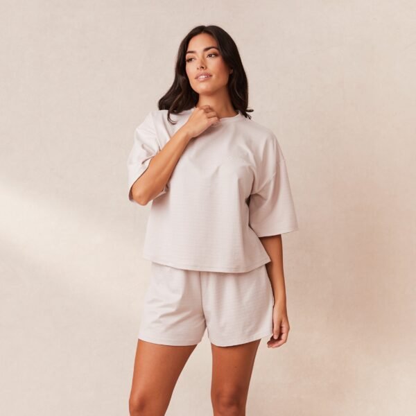 Classic Fleece Oversized Pajama Tee - Cream - Image 4