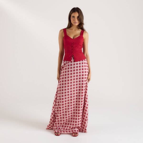 Sheer Maxi Skirt - Red Check - Image 5